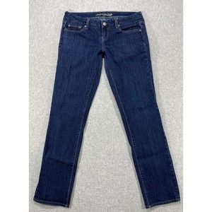 American Eagle Jeans Womens 32x31 Blue Low-Rise Straight Denim Flap Pockets Snap